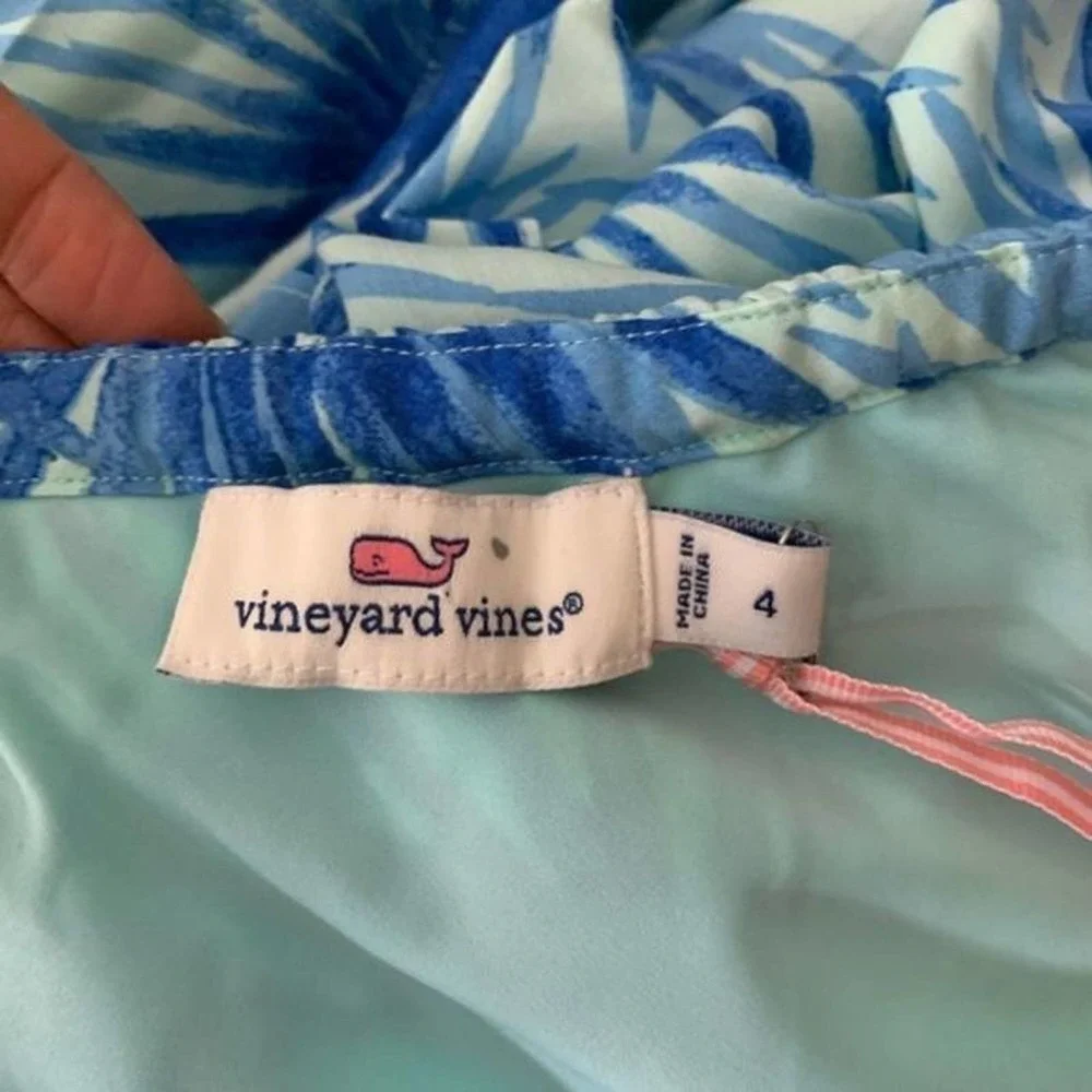 VINEYARD vines blue electric palm asymmetrical dress 4 - Picture 5 of 7